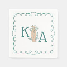 Whimsical Aquamarin Blue Initial Trendy Hand Drawn