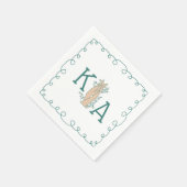 Whimsical Aquamarin Blue Initial Trendy Hand Drawn Serviette (Ecke)