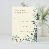 Whimsical Aquamarin & Brown Swirl Wedding RSVP (Stehend Vorderseite)