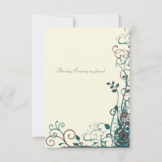 Whimsical Aquamarin & Brown Swirl Wedding RSVP (Rückseite)