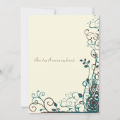 Whimsical Aquamarin & Brown Swirt Einladung zur Ho (Rückseite)