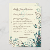 Whimsical Aquamarin & Brown Swirt Einladung zur Ho (Vorne/Hinten)