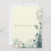 Whimsical Aquamarin & Brown Swirt Einladung zur Ho (Rückseite)