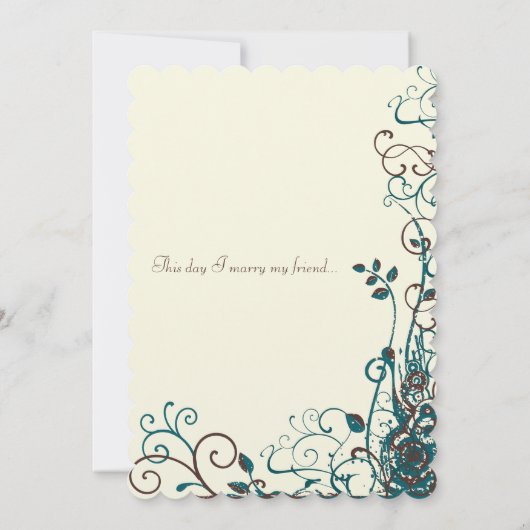 Whimsical Aquamarin & Brown Swirt Einladung zur Ho (Rückseite)