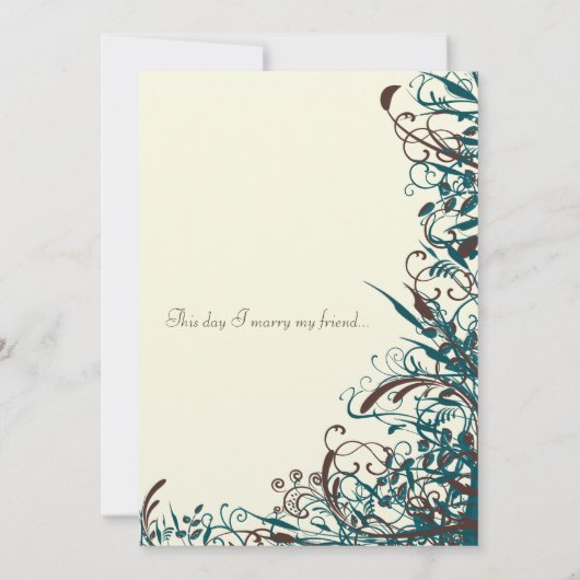 Whimsical Aquamarin & Brown Wirbel Hochzeit Einlad Einladung (Rückseite)