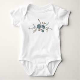 Whimsical Aquamarin Pink Grau Blume Baby Strampler
