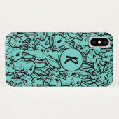 Whimsical Aquamarin Rabbit Bunny Zeichnend Monogra Case-Mate iPhone Hülle (Rückseite (Horizontal))