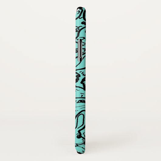 Whimsical Aquamarin Rabbit Bunny Zeichnend Monogra Case-Mate iPhone Hülle (Hinten/Rechts)