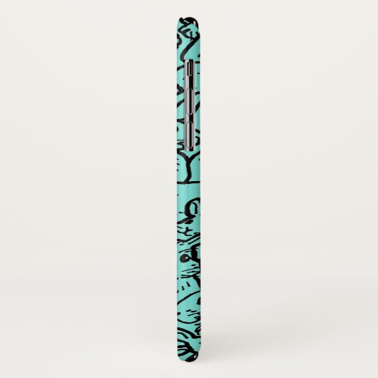 Whimsical Aquamarin Rabbit Bunny Zeichnend Monogra Case-Mate iPhone Hülle (Hinten/Links)