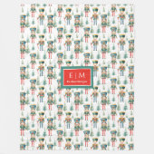 Whimsical Aquarell Nutcracker Monogramm Geschenkpa Fleecedecke (Vorderseite)