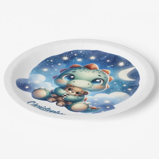 Whimsical Aquarellbär Pappteller (Schrägansicht)