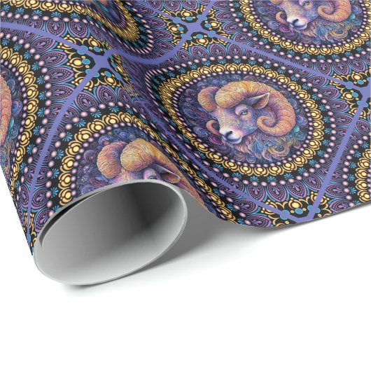 Whimsical Aries Astrologie Mandala Geometric Tile Geschenkpapier (Rolleneckpunkt)