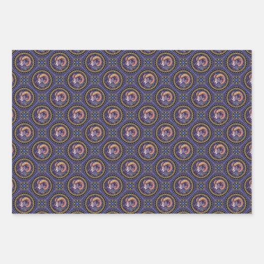 Whimsical Aries Astrologie Mandala Geometric Tile Geschenkpapier Set (Vorderseite 3)