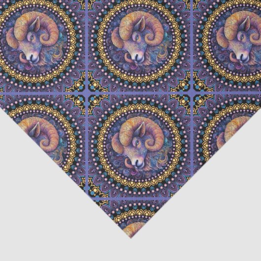 Whimsical Aries Astrologie Mandala Geometric Tile Seidenpapier (Detail)