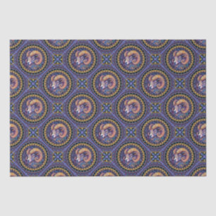 Whimsical Aries Astrologie Mandala Geometric Tile Seidenpapier