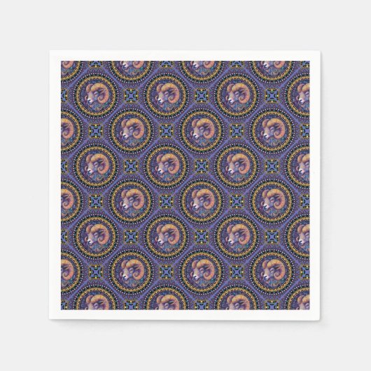 Whimsical Aries Astrologie Mandala Geometric Tile Serviette (Vorderseite)
