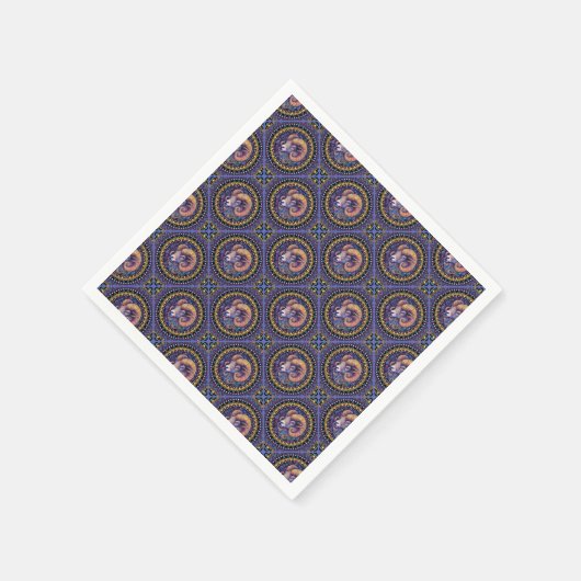 Whimsical Aries Astrologie Mandala Geometric Tile Serviette (Ecke)