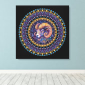 Whimsical Aries Zodiac Dot Mandala Leinwand Kunst, (Insitu (Holzboden))