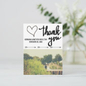 Whimsical Arrows Heart Wedding Danke Foto Postkarte (Stehend Vorderseite)