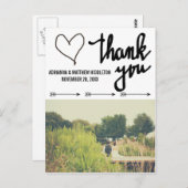 Whimsical Arrows Heart Wedding Danke Foto Postkarte (Vorne/Hinten)