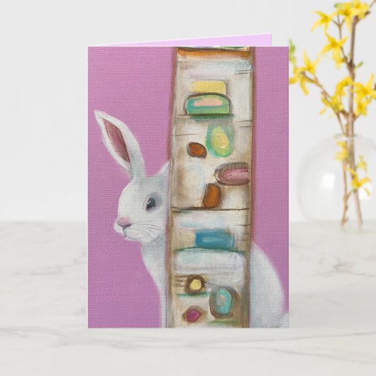 Whimsical Art Bunny 3 Karte (Gelbe Blume)