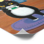 Whimsical Art Funny Black Cat Dog Creationarts Poster (Ecke)