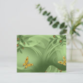Whimsical Art Lady schlägt Schmetterlinge im Grüne Postkarte (Stehend Vorderseite)