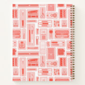 Whimsical Art liefert Korallenrot-Muster Monogramm Notizblock (Rückseite)