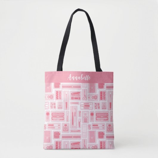 Whimsical Art liefert Muster Pink Tasche (Vorderseite)