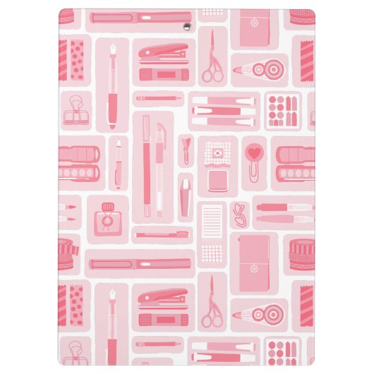 Whimsical Art liefert rosa Muster Monogramm Klemmbrett (Rückseite)