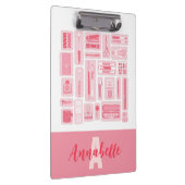 Whimsical Art liefert rosa Muster Monogramm Klemmbrett (Rechts)