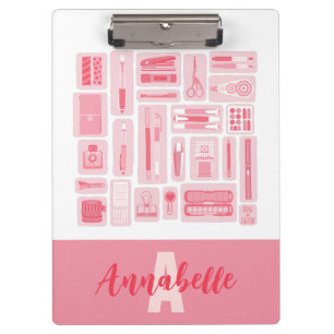 Whimsical Art liefert rosa Muster Monogramm Klemmbrett