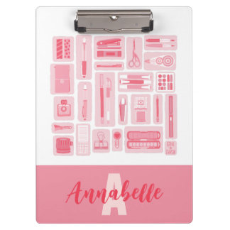 Whimsical Art liefert rosa Muster Monogramm Klemmbrett