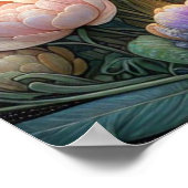 Whimsical Art Nouveau Bunny Floral Elegante Poster (Ecke)