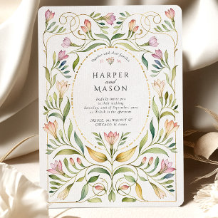 Whimsical Art Nouveau Freesien Goldene Hochzeit Einladung