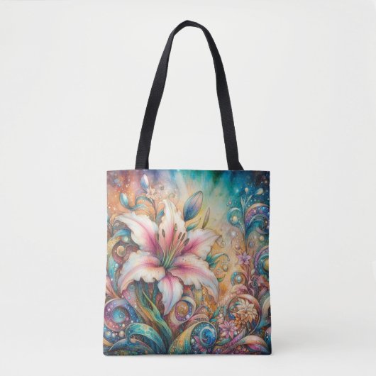 Whimsical Art Nouveau Lily Chic Tasche (Vorderseite)