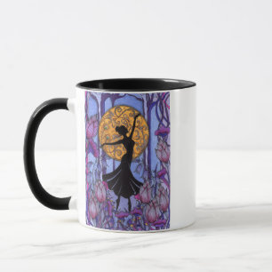 Whimsical Art Nouveau Tanzende Silhouette Schwarz Tasse