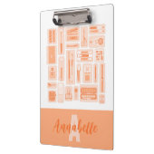 Whimsical Art Supplies Peach Orange Monogram Klemmbrett (Links)