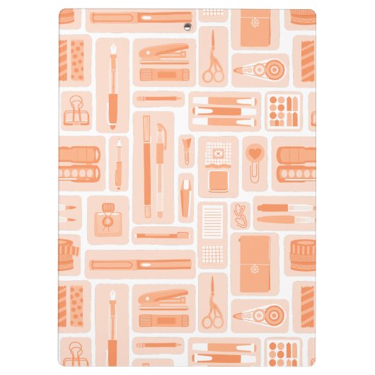 Whimsical Art Supplies Peach Orange Monogram Klemmbrett (Rückseite)