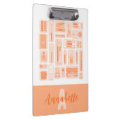 Whimsical Art Supplies Peach Orange Monogram Klemmbrett (Rechts)