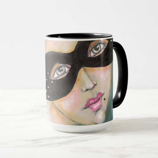 Whimsical Artistic Marie Antoinette Queen Blue Fun Tasse (VorderseiteRechts)