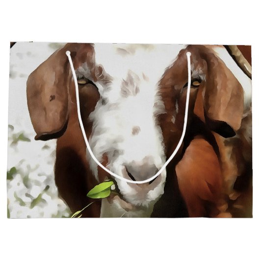 Whimsical Artistic Portrait of a Goat Grazing Große Geschenktüte (Rückseite)