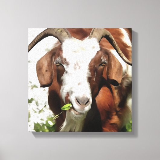 Whimsical Artistic Portrait of a Goat Grazing Leinwanddruck (Vorderseite)