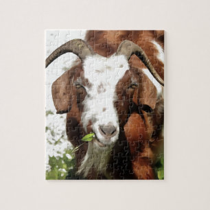 Whimsical Artistic Portrait of a Goat Grazing Puzzle