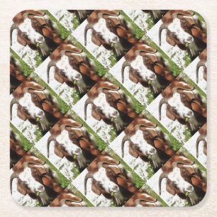 Whimsical Artistic Portrait of a Goat Grazing Rechteckiger Pappuntersetzer