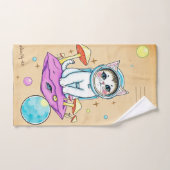 Whimsical Astro Cat Retro Handtuch (Handtuch)