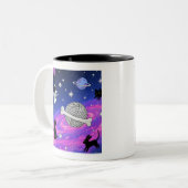 Whimsical Astronaut Dog Space Galaxy Mug Zweifarbige Tasse (Vorderseite Links)