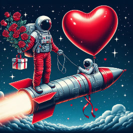 Whimsical Astronaut Valentine Feiertagskarte