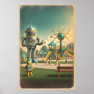 Whimsical Atomage Playground - Lebhafter Futurismu Poster