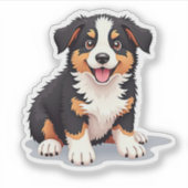 Whimsical Australian Shepherd, Cartoon 3D Pup, Aufkleber (Vorderseite)